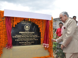 The Governor of Arunachal Pradesh Lt Gen (Retd) Nirbhay Sharma laying the foundation stone of the Administrative Block of North Eastern Regional Institute of Science and Technology, Nirjuli in its campus on 19th April 2015